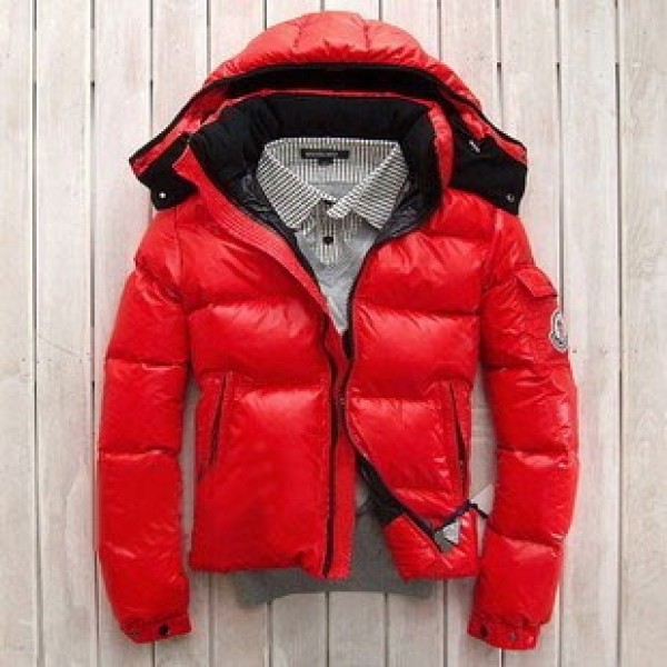 Moncler rosso Semplice Collare Mock E Protezione corto caldo Uomo Cappotti uscita